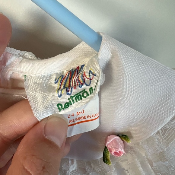 Vintage Reitman’s Dress Pink Lacey Floral with Roses, Tie & Collar 24 Months - Picture 5 of 6